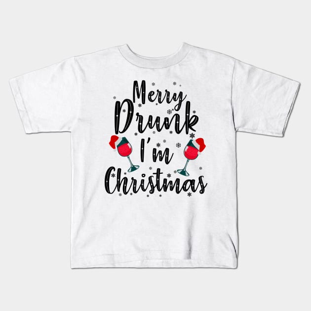 Merry Drunk. Funny Christmas Sweater. Kids T-Shirt by KsuAnn